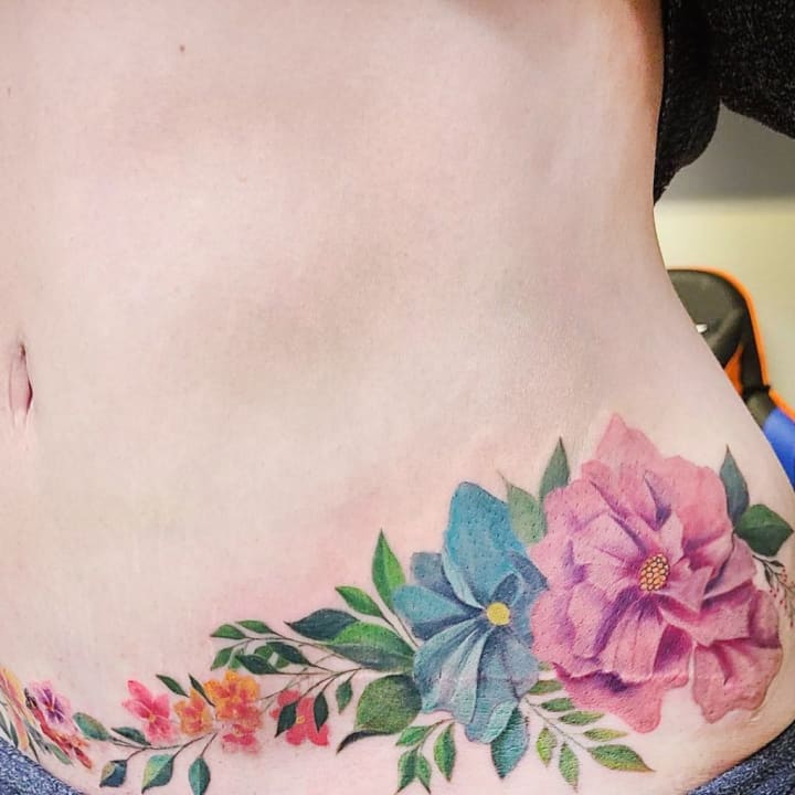 Tattoo uploaded by Russell McCabe  Tummy tuck scar coverup  Tattoodo