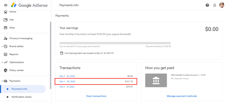 Youtube payment proof. | Proof