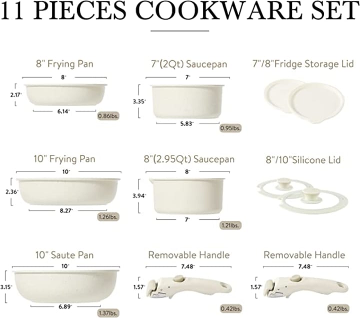 Carote Detachable Handle Nonstick Induction Cookware Set, 11 Piece Oven  Safe Pots and Pans Set & Reviews