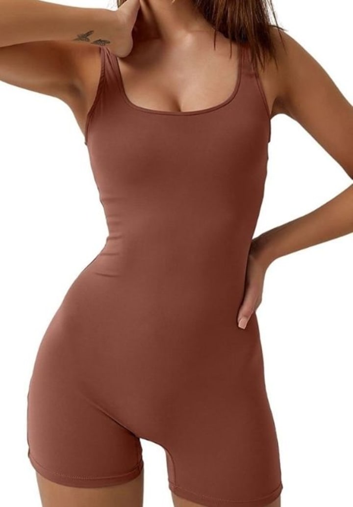 Women's Long Sleeve Jumpsuit Bodysuit Bodycon Shorts Stretchy Romper 