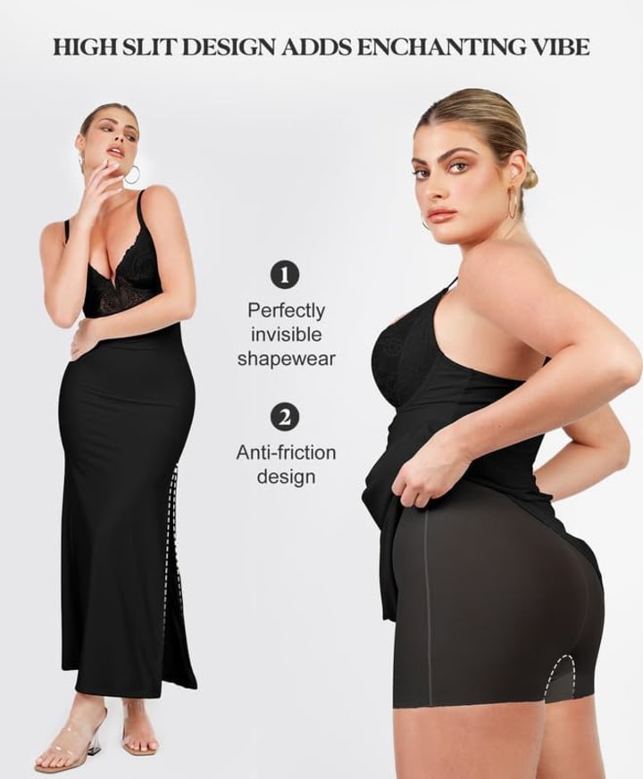 Built-In Shapewear Slip Shine Maxi Dress