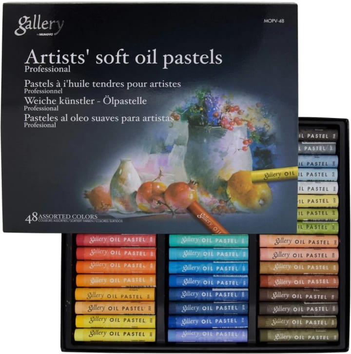HA SHI ha shi soft oil pastels (50 sticks, 48 colors) art supplies