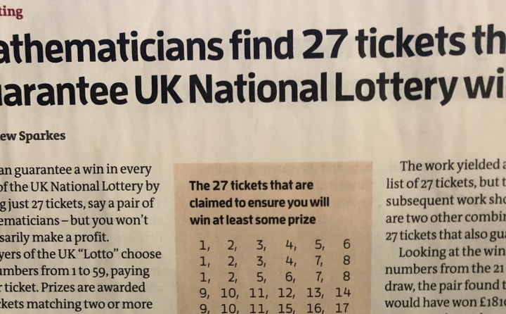 Mathematicians find 27 tickets that guarantee UK National Lottery