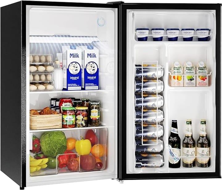 Frestec 1.6 CU.FT Mini Fridge with Freezer, Compact Refrigerator, Energy Efficient for Office, Apartment, Dorm, Bedroom