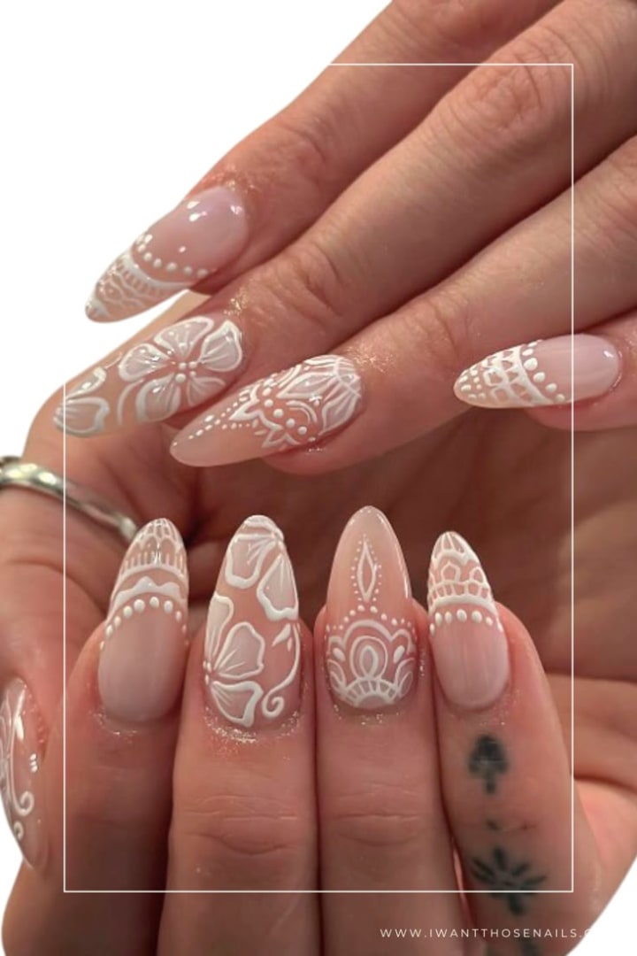Elegant Lace Bridal Nails for 2025