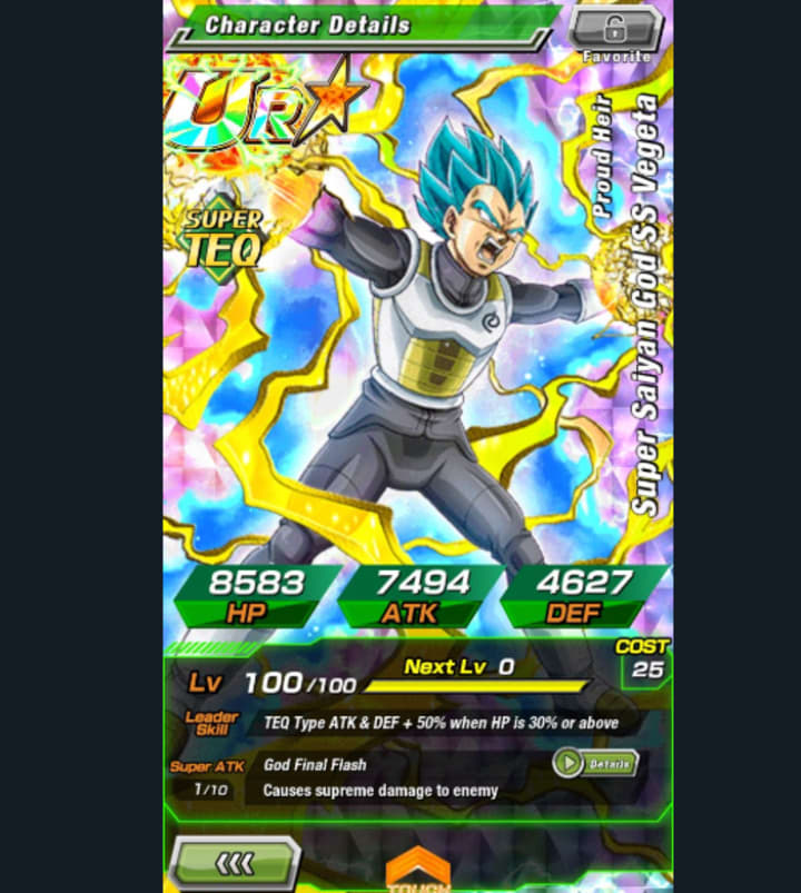 Super Saiyan Blue Evolution Vegeta Dokkan Battle V Jump Magazine