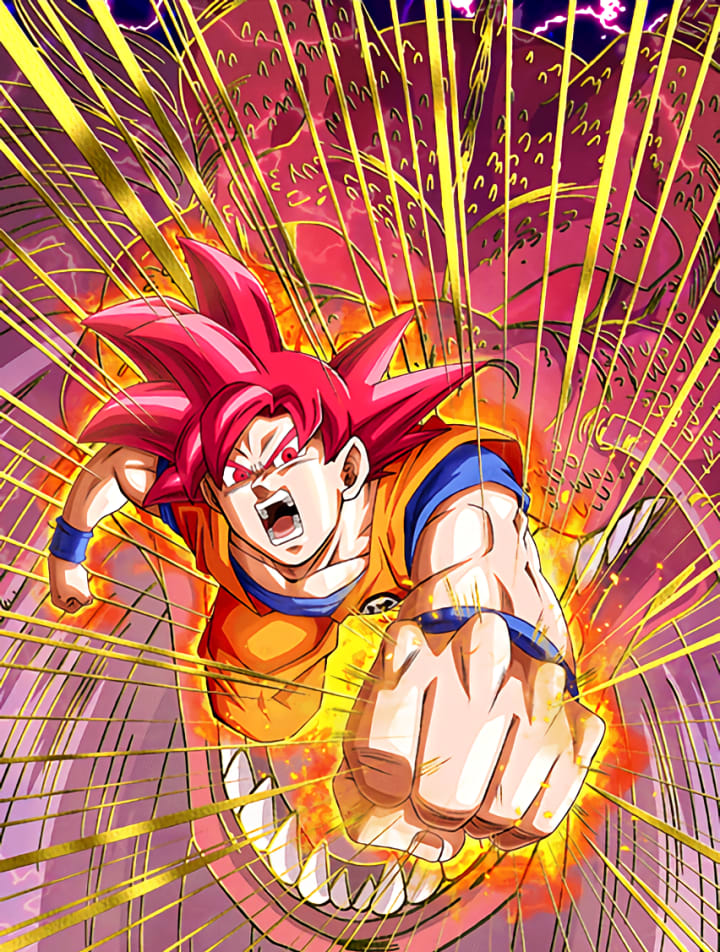 Appearance: in the super saiyan god ascendant form, the saiyan's hair  retains the vibrant red color of the super saiyan god, but it becomes more  fiery and intense. the hair grows longer