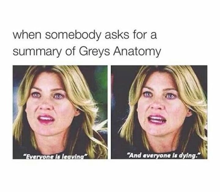 Grey's Anatomy  Greys anatomy funny, Grey anatomy quotes, Greys anatomy  memes