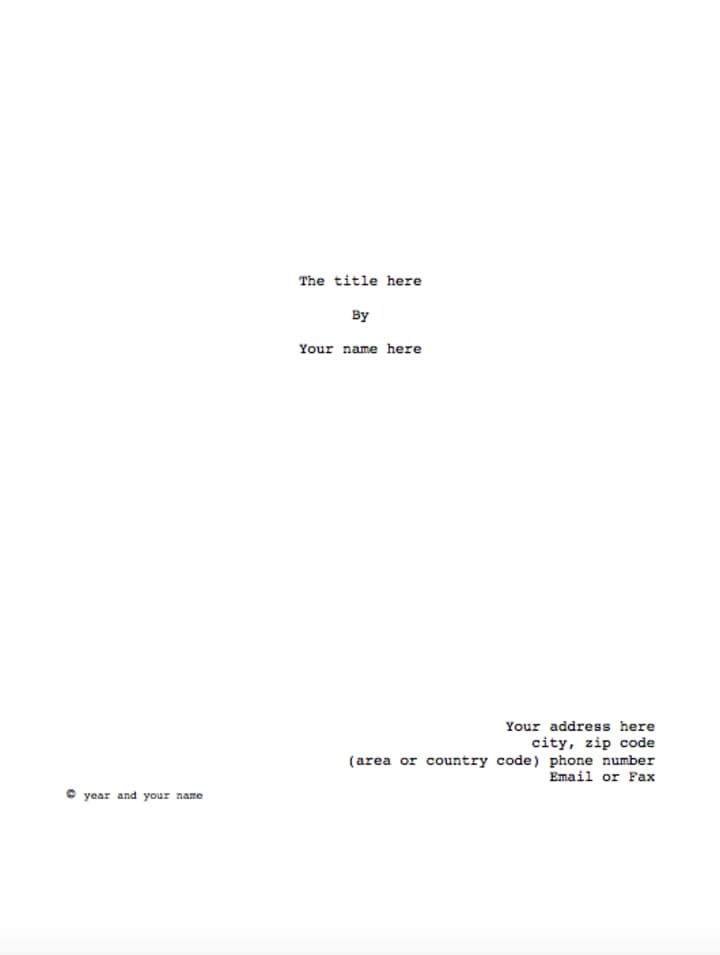 Script cover page