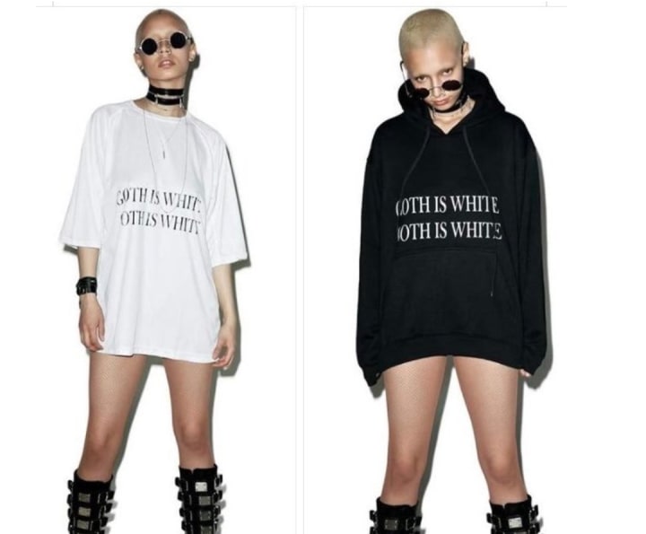 goth is white t shirt