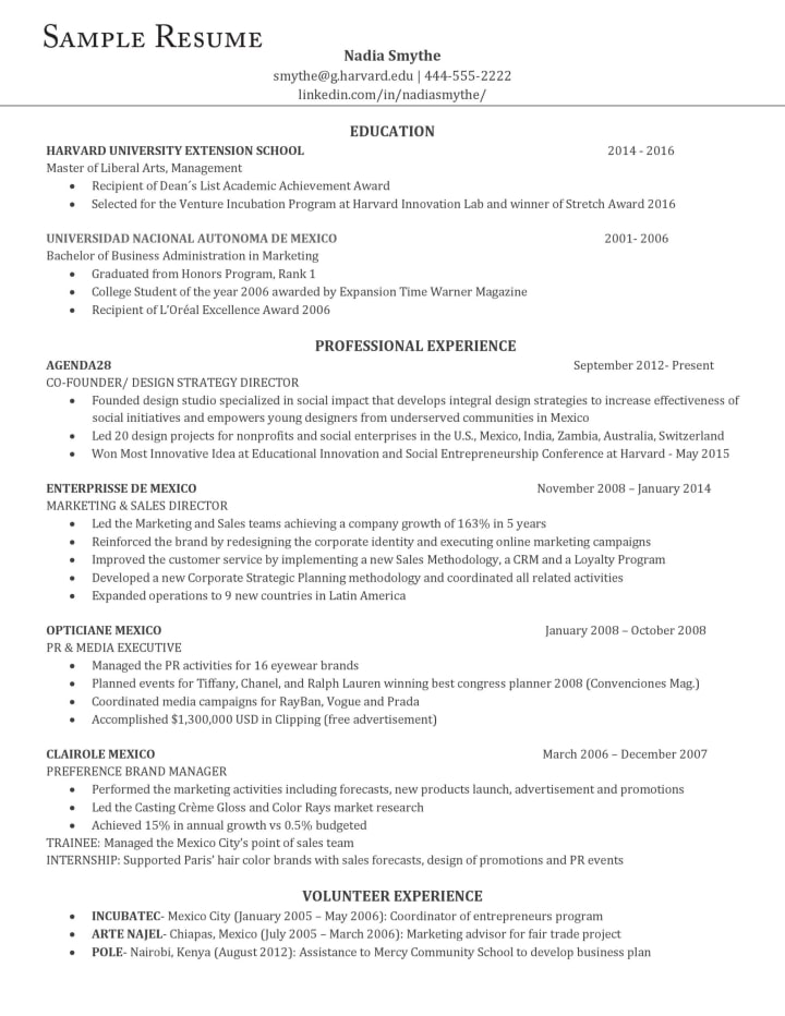 harvard business review resume words