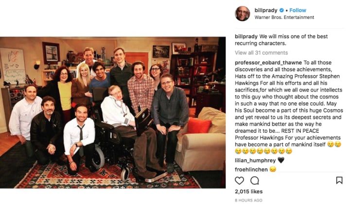 The Big Bang Theory Cast And Crew Members Remember Stephen Hawking Who Has Died At Age 76 Geeks 0607