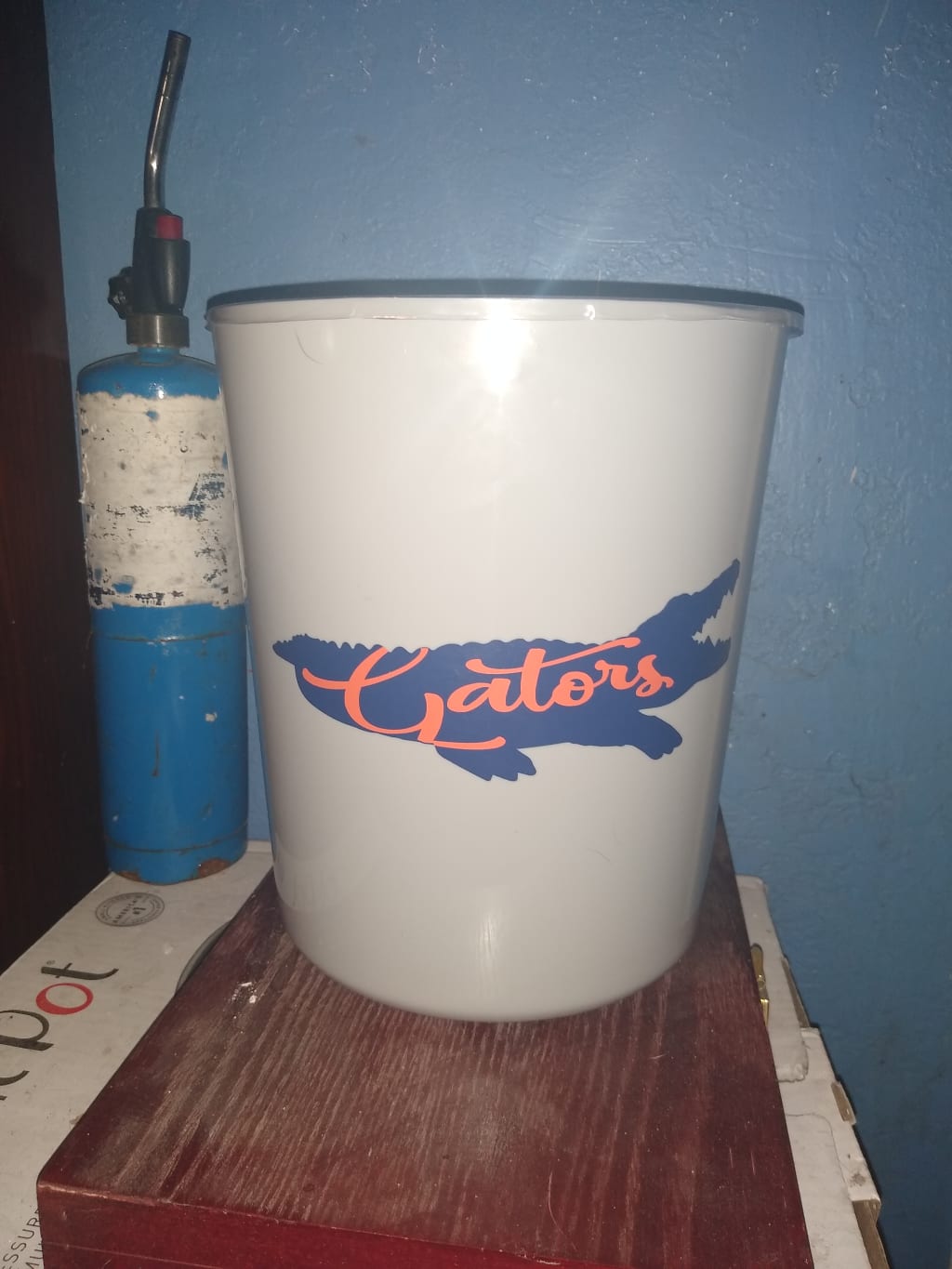 I personalized a trash can. I personalized a trash can.