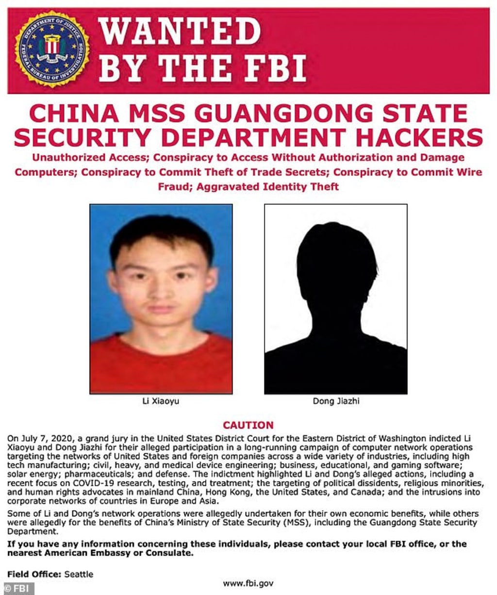 China’s state intelligence bureau, stole terabytes of data from high-technology companies, around the world including the United States China’s state intelligence bureau, stole terabytes of data from high-technology companies, around the world including the United States
