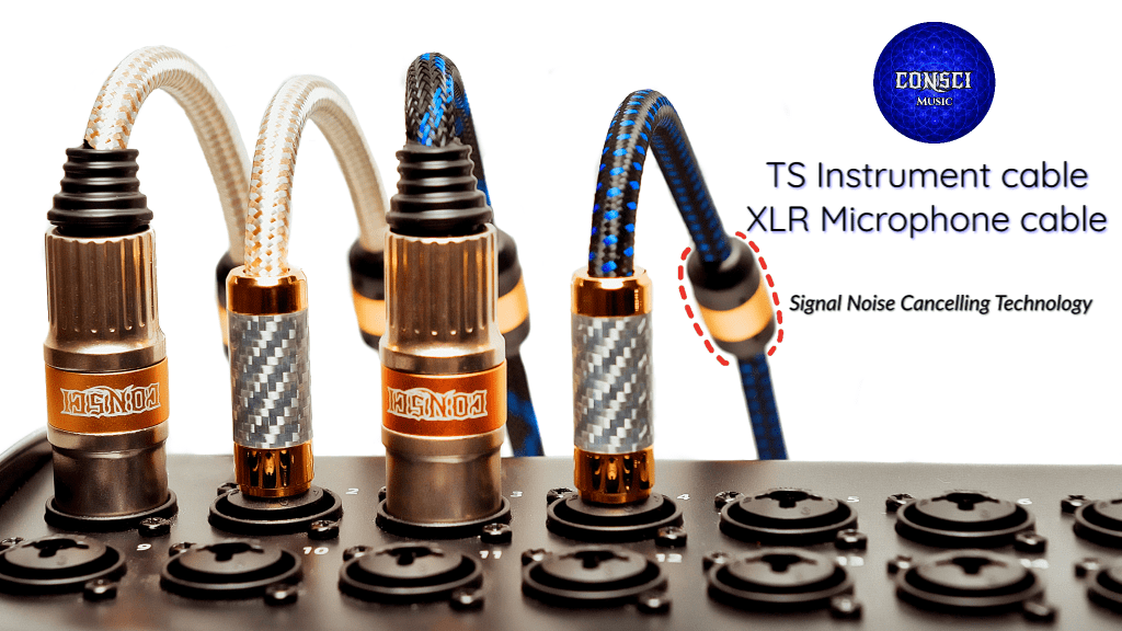 Consci Music Cables, TS Instrument and XLR Microphone Cables, with Noise Cancelling Tech Consci Music Cables, TS Instrument and XLR Microphone Cables, with Noise Cancelling Tech