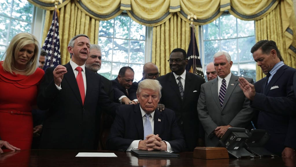 Republicans say Trump mocks evangelical supporters behind closed doors. Republicans say Trump mocks evangelical supporters behind closed doors.