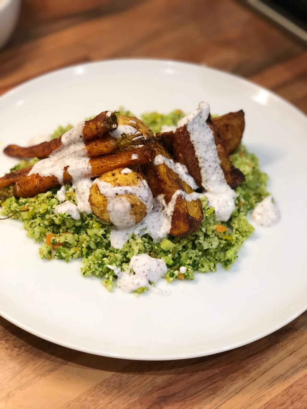 Cauli 'Couscous', Ras al Hanout Autumn Veg with Sumac Yoghurt Cauli 'Couscous', Ras al Hanout Autumn Veg with Sumac Yoghurt
