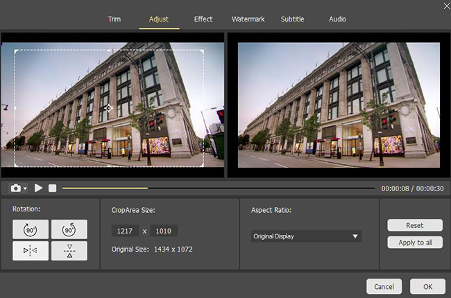 how to crop a video size