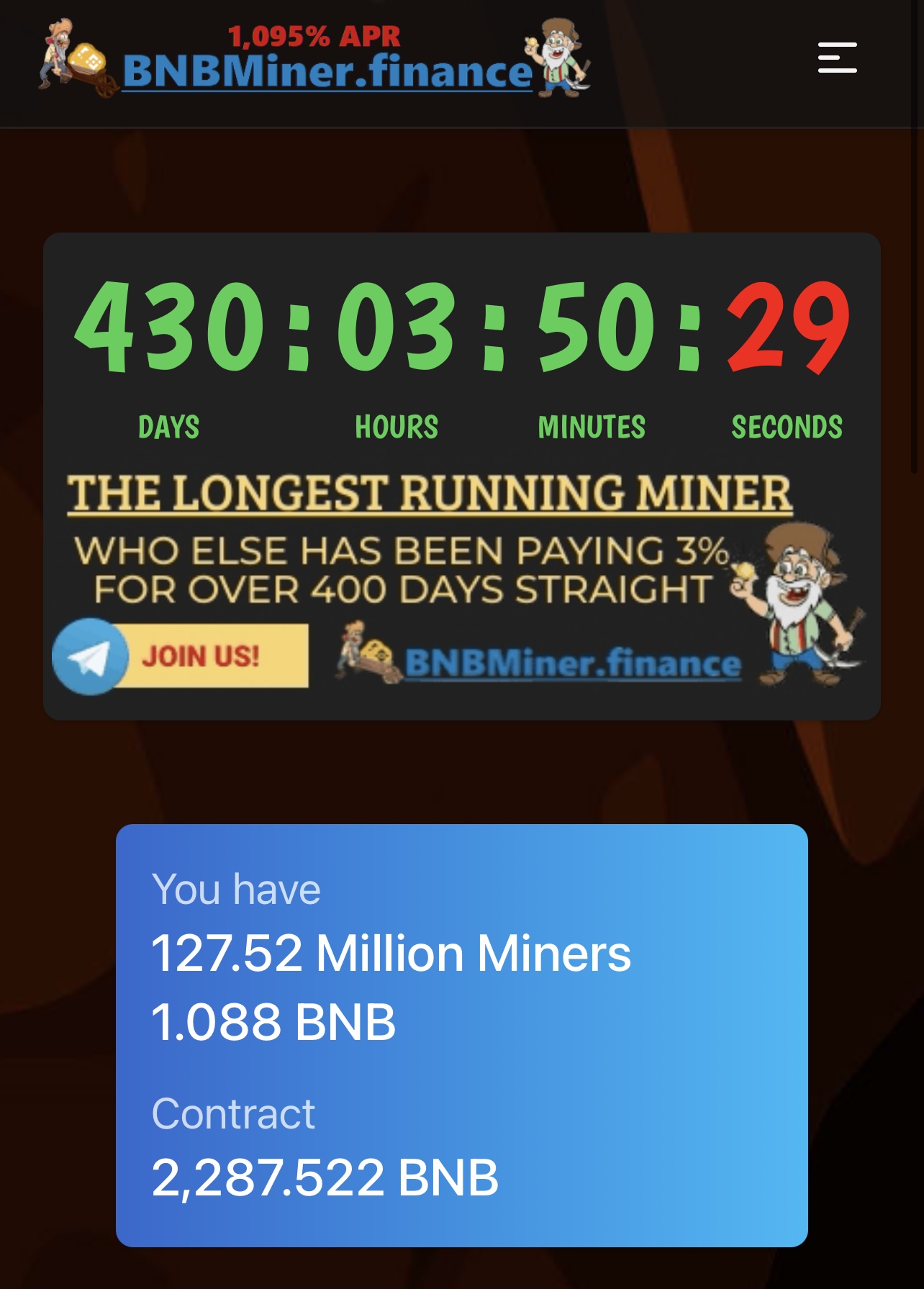 BNBMiner: Up to 3% return in a Day. | 01