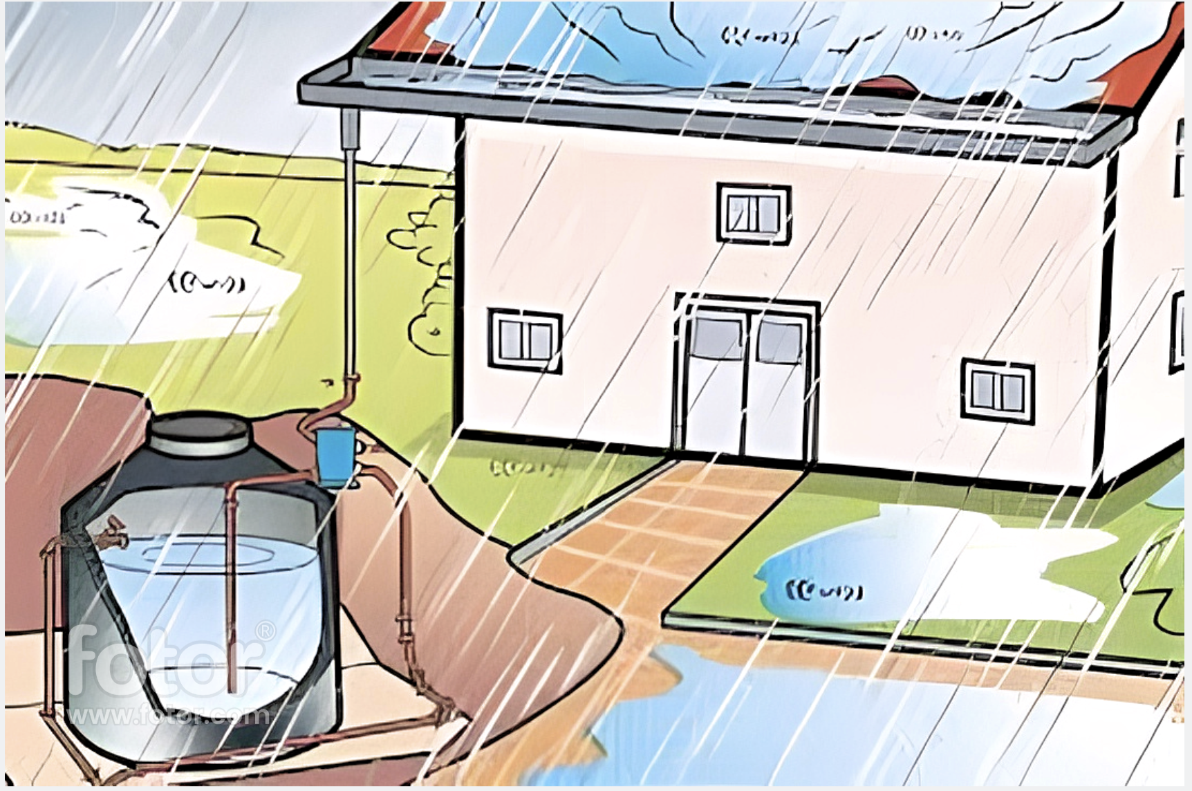 rooftop rainwater harvesting animation