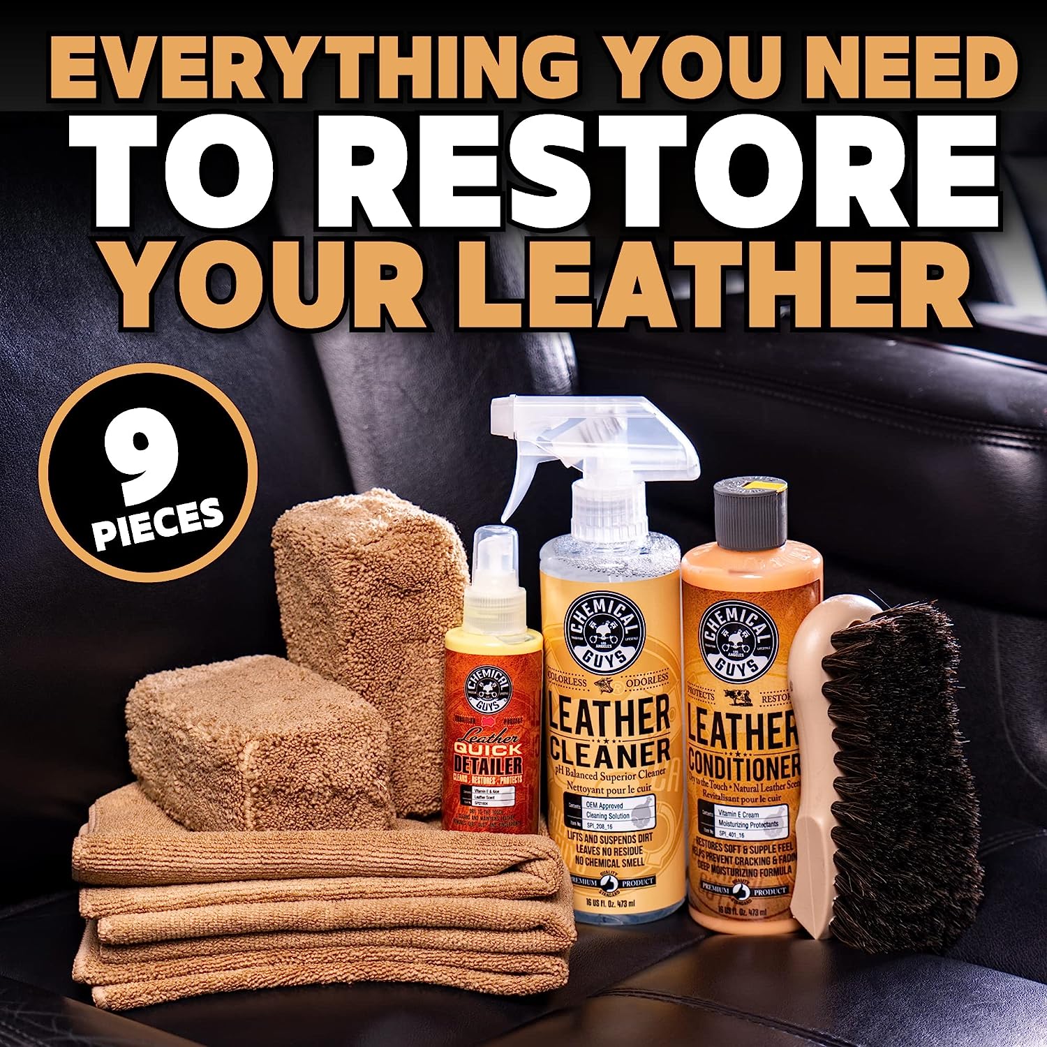 Chemical Guys Leather Cleaner & Conditioner Complete Leather Care Kit