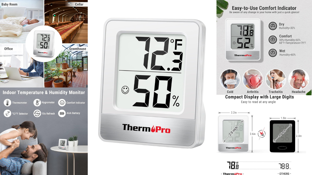 ThermoPro TP49 Digital Hygrometer Indoor Thermometer with