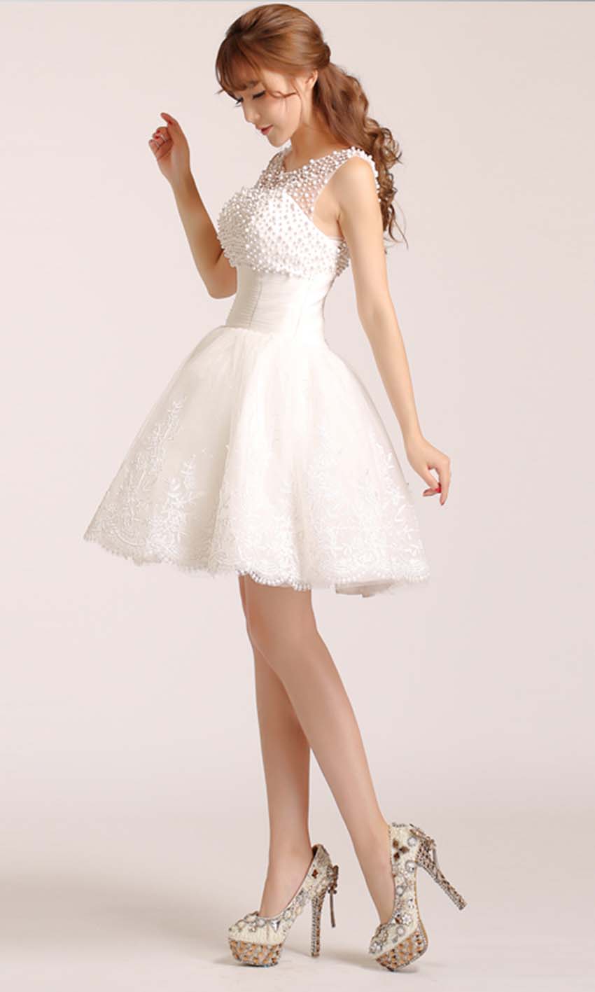 chinese dress ladies Short Sleeve Beaded Prom Dresses Mermaid Round Neck Evening Dress 20140 Grey / US8