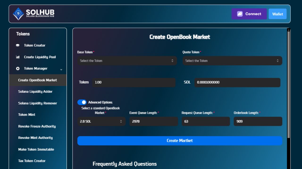 Steps to Create OpenBook Market on Solhub | Trader
