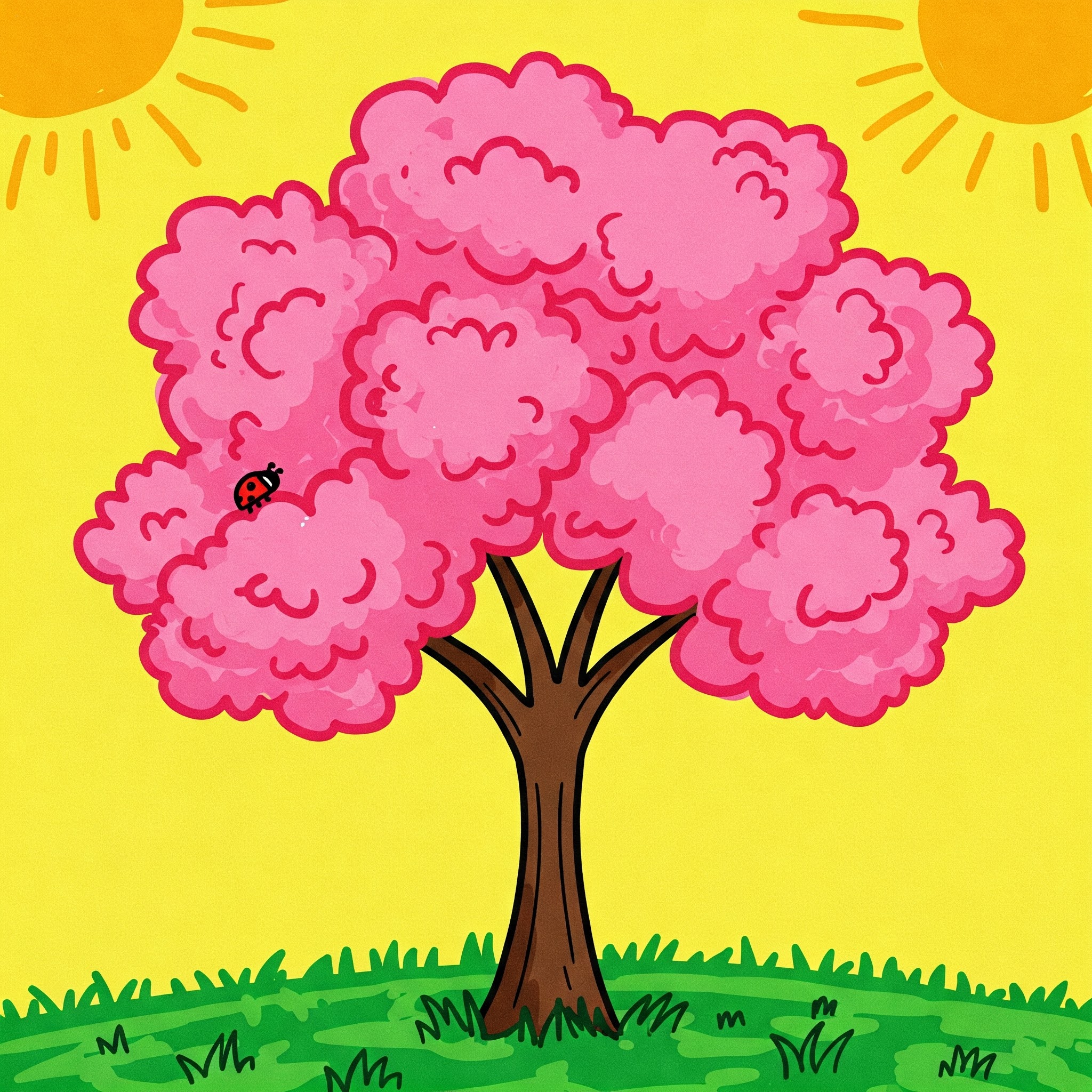 Simple Cherry Blossom Tree Drawing