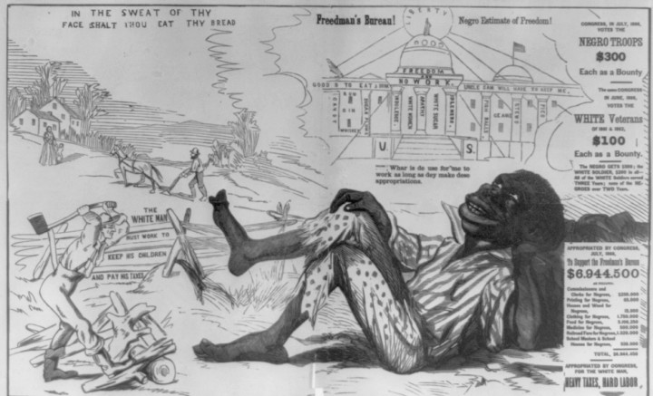 Karikatura z období občanské války, jedná se o jižanskou karikaturu budoucnosti Ameriky kdyby černoši dostali svobodu