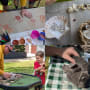 Collage of children's craft activity