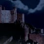 A dark castle scene with Halloween written across it.