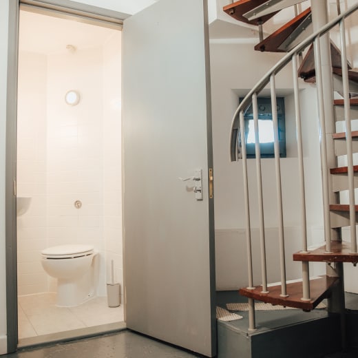 Radio Tower Bathroom with Spiral Staircase