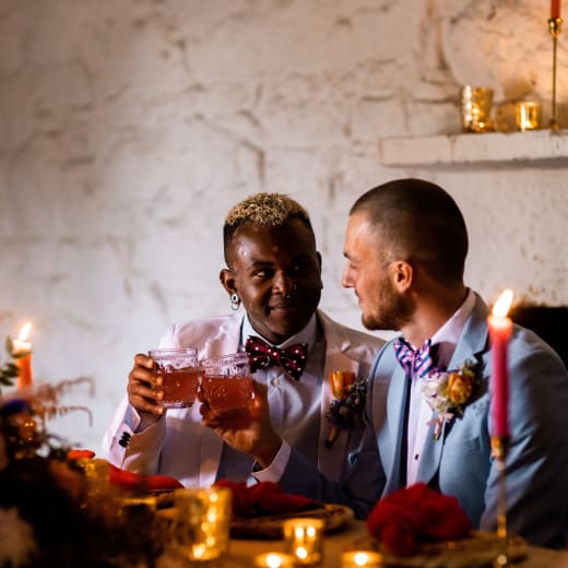 L'Etacquerel grooms sit at top table