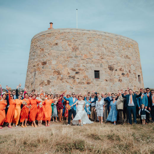 Kempt Tower wedding party in front of tower