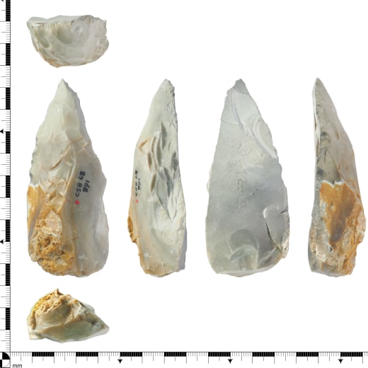 Images of a Neanderthal tool which has been well used.