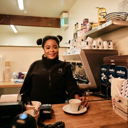 Smiling cafe staff