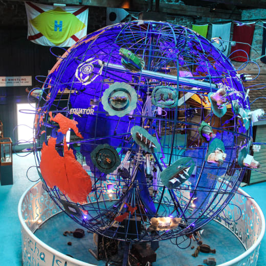 A large globe sculpture