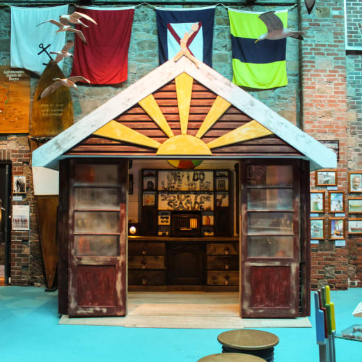 A replica beach hut