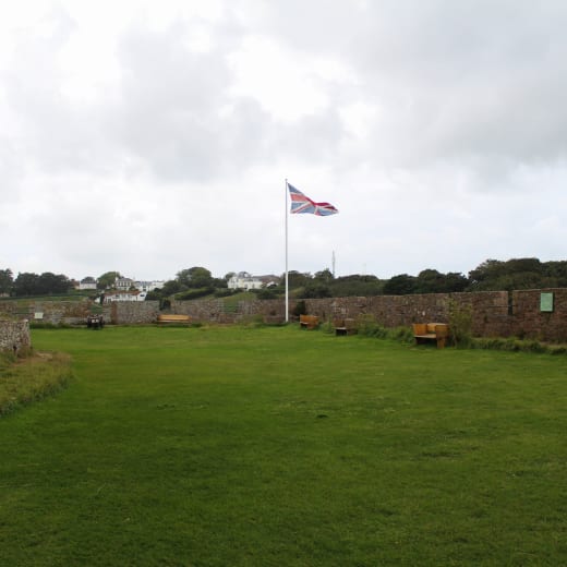 Large green space with flag pole