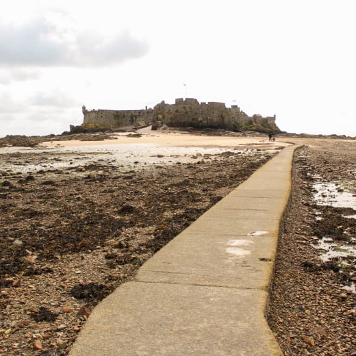 A raised concrete pathway