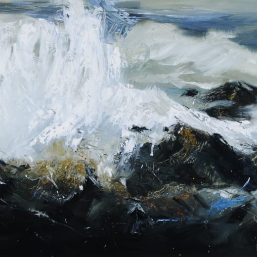 An oil painting of waves