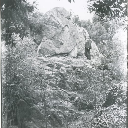 A black and white photo of some rocks