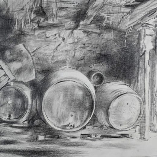 Drawing of cider barrels