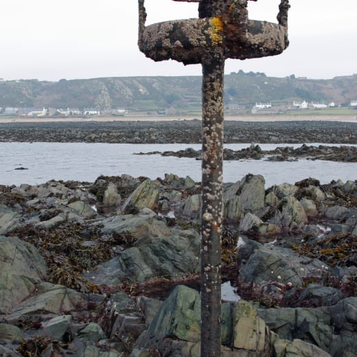 A marker in the rocks
