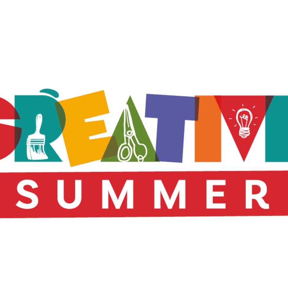 creative summer in a graphic bright style with paint brush and paint spills