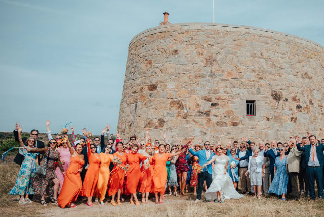 Kempt Tower wedding party in front of tower