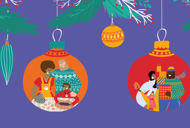 Three christmas baubles