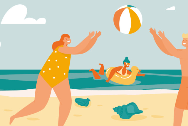 animation of people on a beach