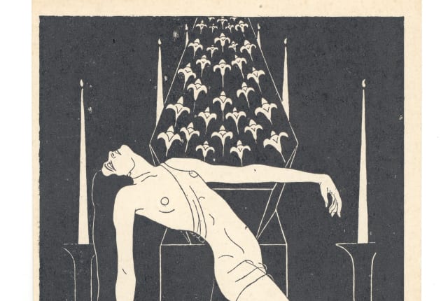 Black and white drawing of a person